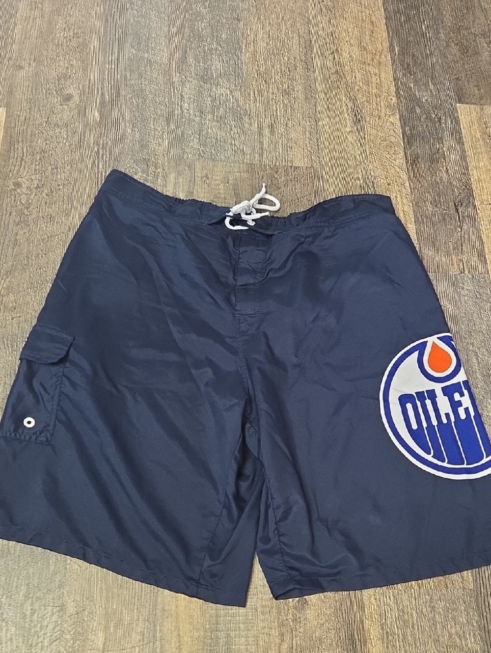 Men's Navy Swim Trunks with Team Crest